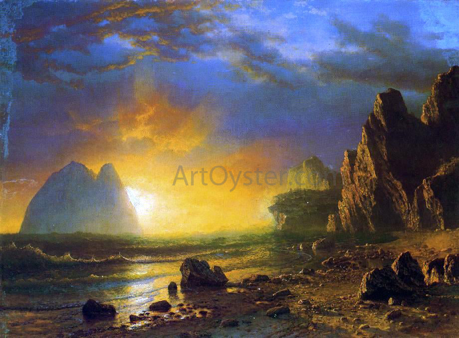 Albert Bierstadt A Sunset on the Coast - Canvas Print