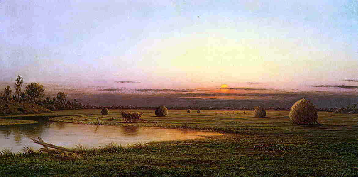 Martin Johnson Heade Sunset on the Rowley Marshes - Canvas Print