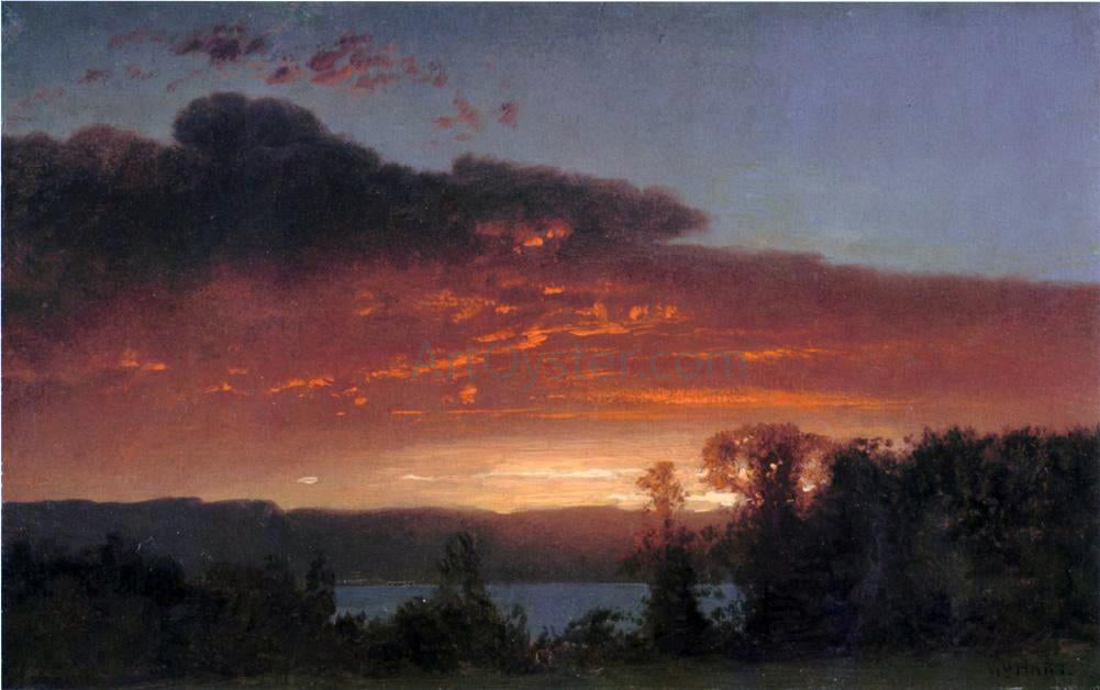 William M Hart Sunset over the Lake - Canvas Print