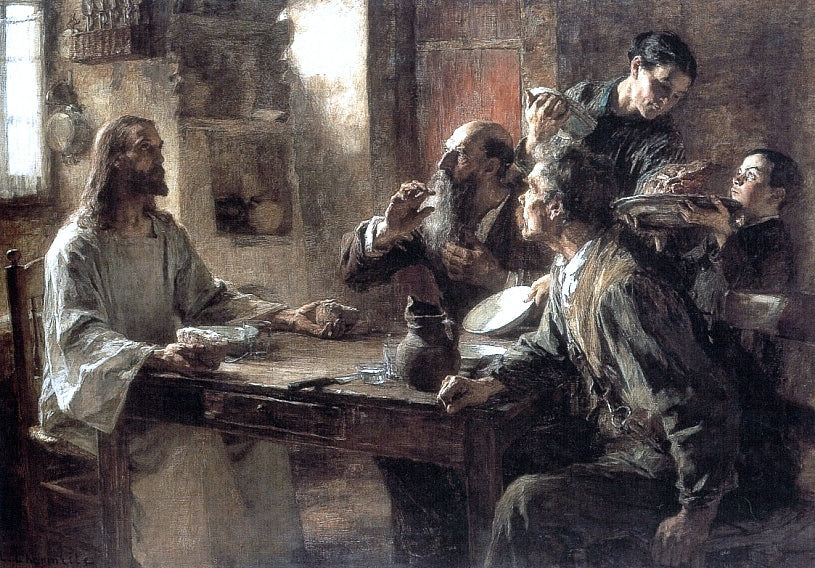 Leon Augustin L'hermitte) Supper at Emmaus - Canvas Print