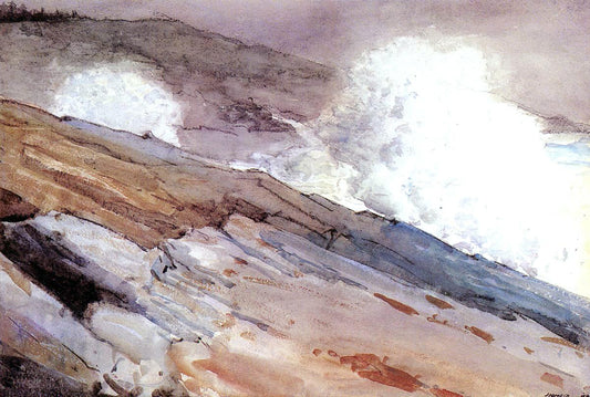 Winslow Homer Surf on Cliffs - Canvas Print