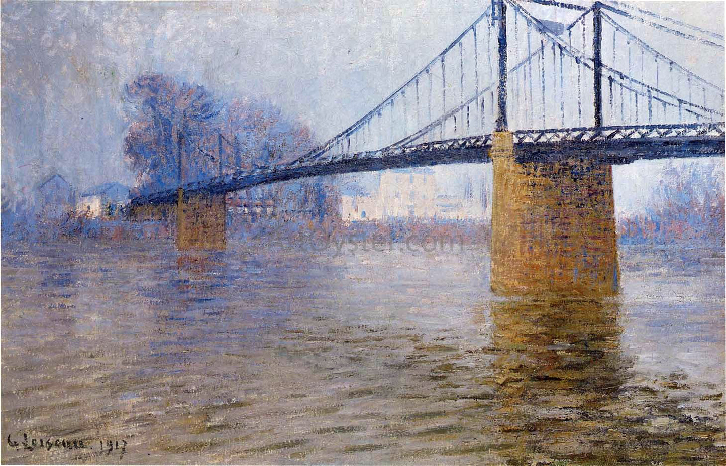 Gustave Loiseau A Suspended Bridge at Triel - Canvas Print