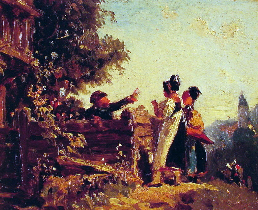 Carl Spitzweg Swabian Girls at a Garden Fence - Canvas Print