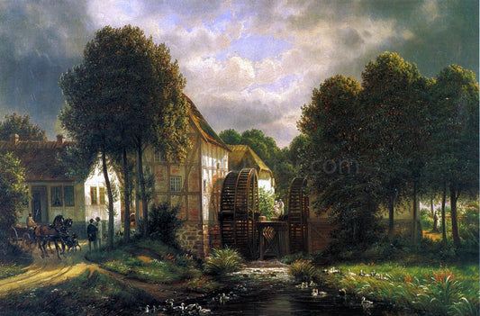 Ferdinand Richardt Swedish Mill - Canvas Print