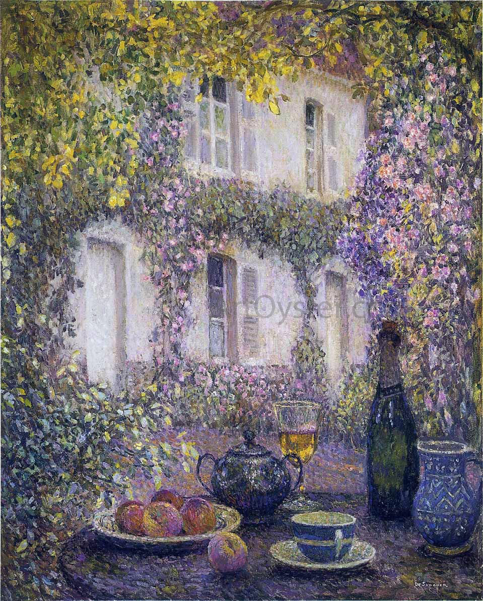 Henri Le Sidaner Table at the Mansion with Flowers - Canvas Print