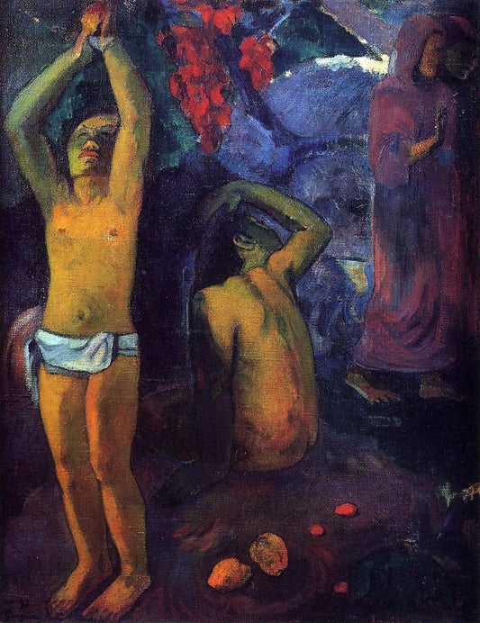 Paul Gauguin Tahitian Man with His Arms Raised - Canvas Print