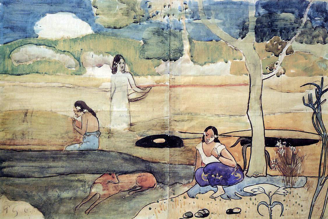 Paul Gauguin Tahitian Scene - Canvas Print