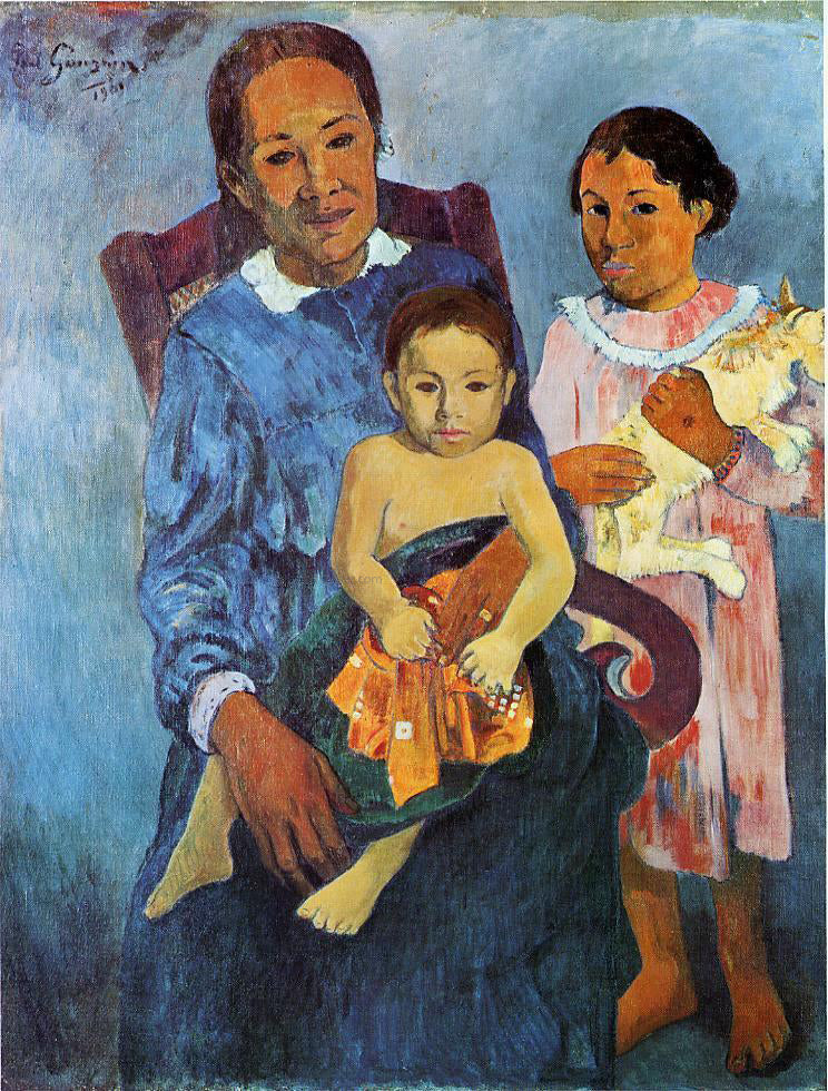 Paul Gauguin A Tahitian Woman and Two Children - Canvas Print