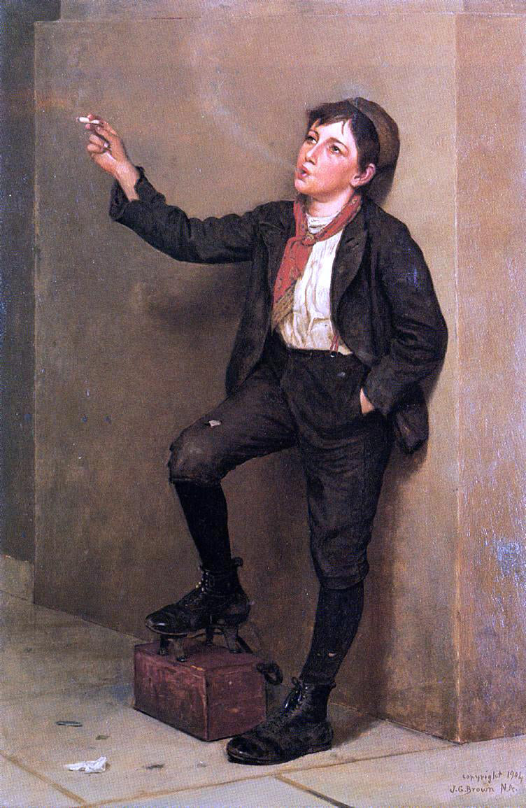 John George Brown Taking a Break - Canvas Print