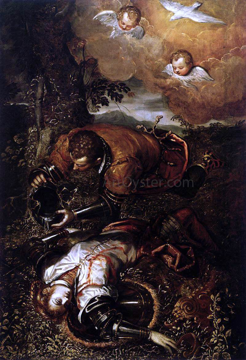Domenico Robusti Tancred Baptizing Clorinda - Canvas Print