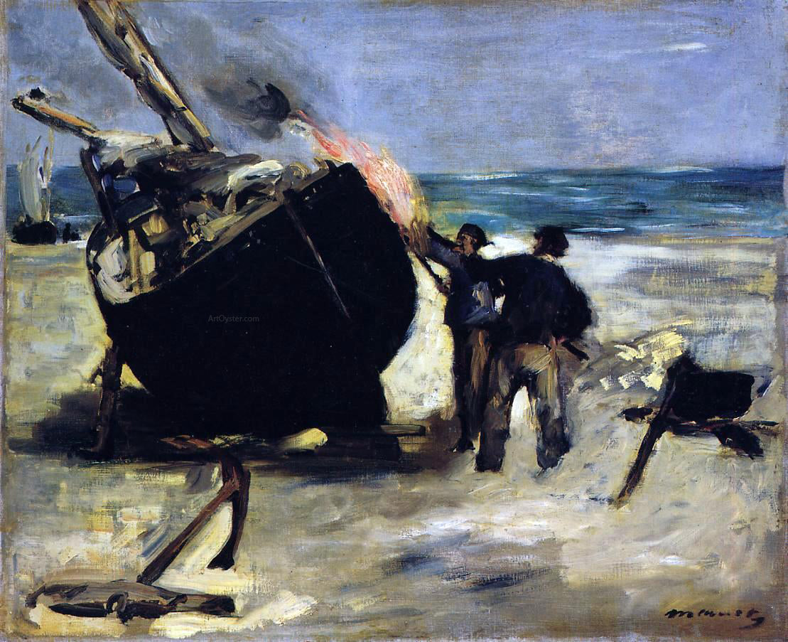 Edouard Manet Tarring the Boat - Canvas Print