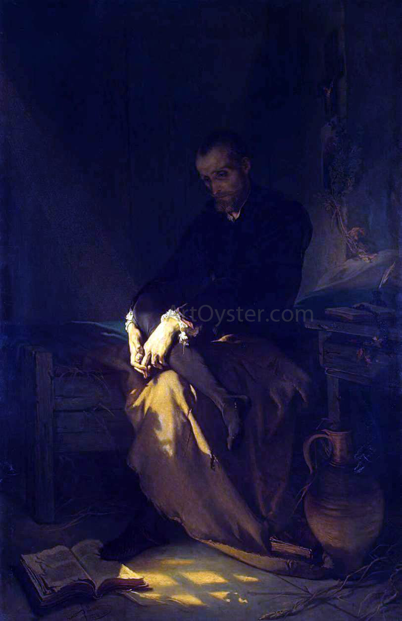 Louis Gallait Tasso in the Prison - Canvas Print