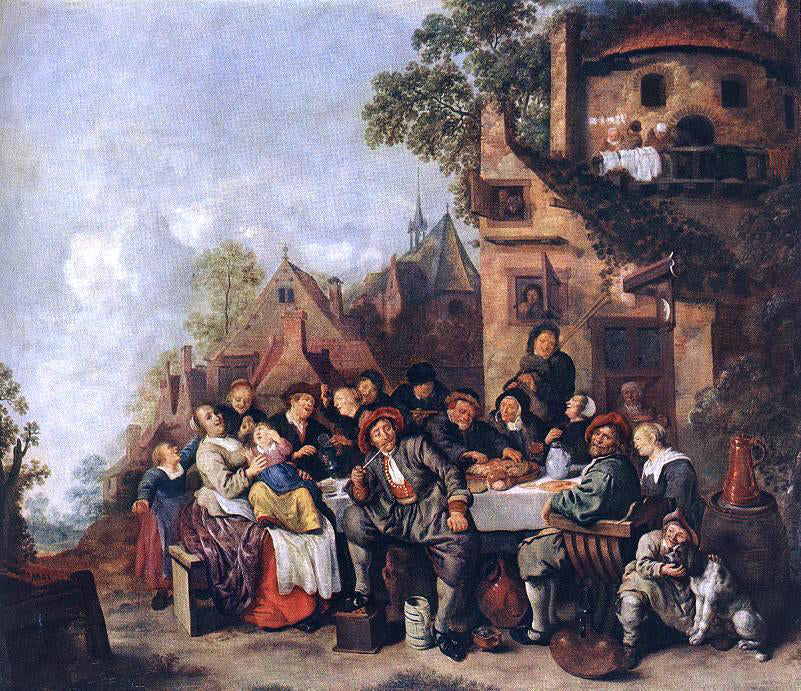 Jan Miense Molenaer Tavern of the Crescent Moon - Canvas Print