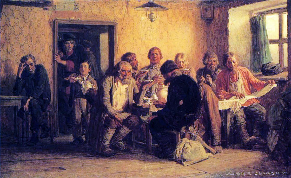 Victor Mikhail Vasnetsov Tea-Drinking in a Tavern - Canvas Print