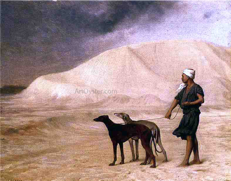 Jean-Leon Gerome Team of Dogs in the Desert - Canvas Print