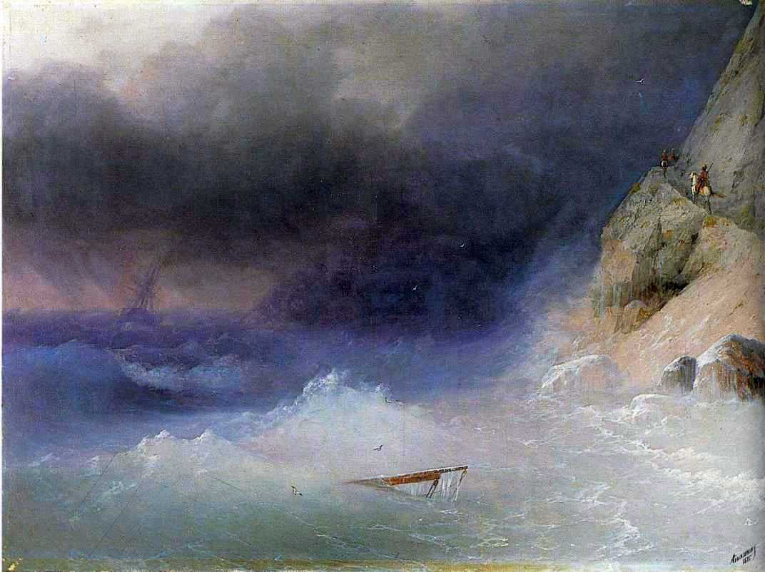 Ivan Constantinovich Aivazovsky Tempest by Rocky Coast - Canvas Print