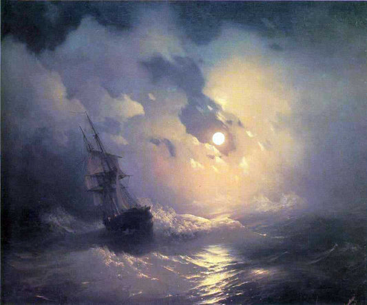 Ivan Constantinovich Aivazovsky Tempest on the Sea at Night - Canvas Print