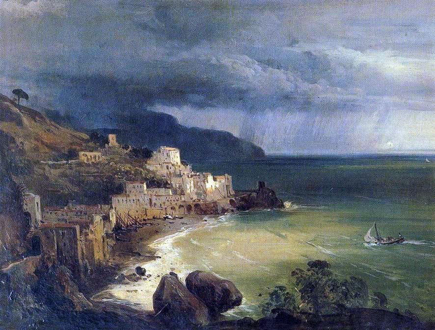 Giacinto Gigante Temporale nel golfo di Amalfi - Canvas Print