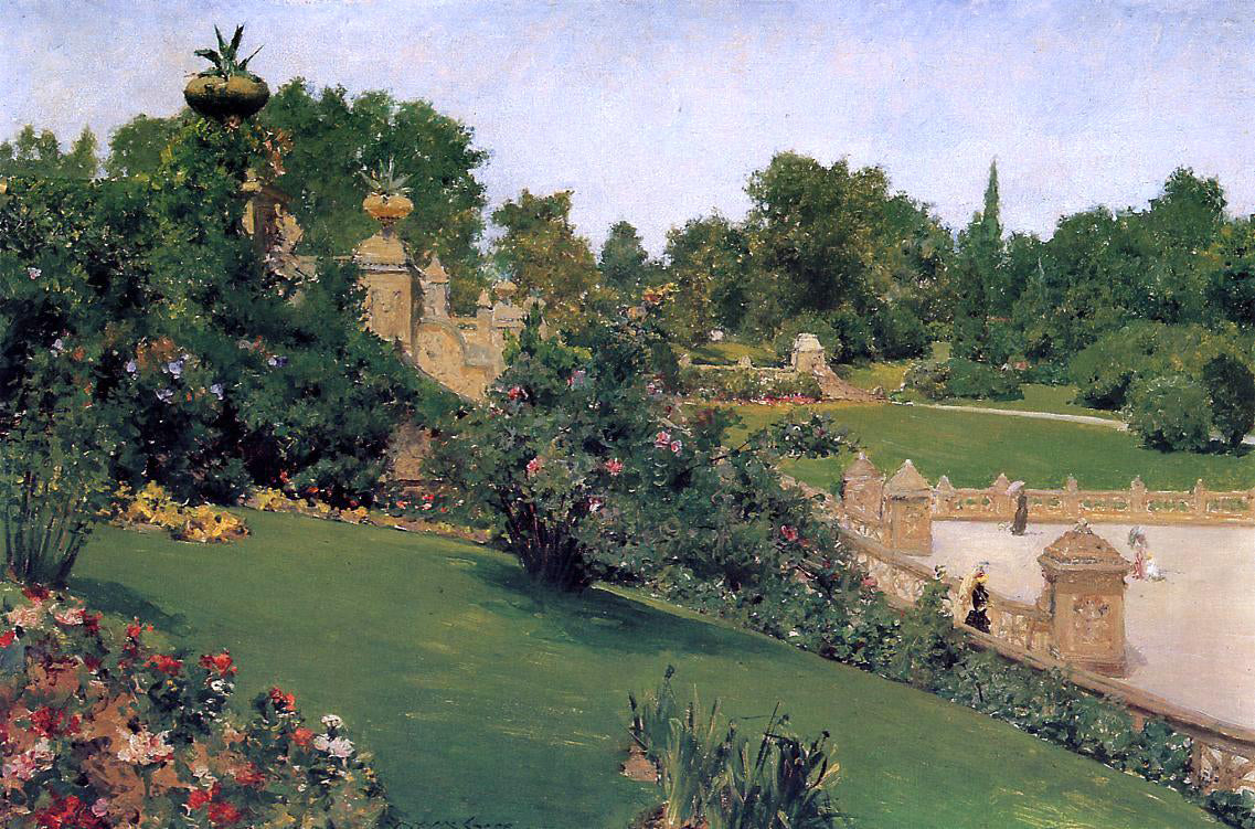 William Merritt Chase A Terrace at the Mall, Cantral Park - Canvas Print