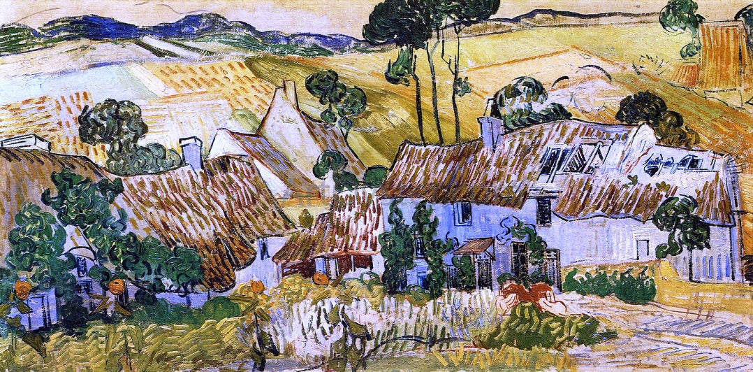 Vincent Van Gogh Thatched Houses against a Hill - Canvas Print