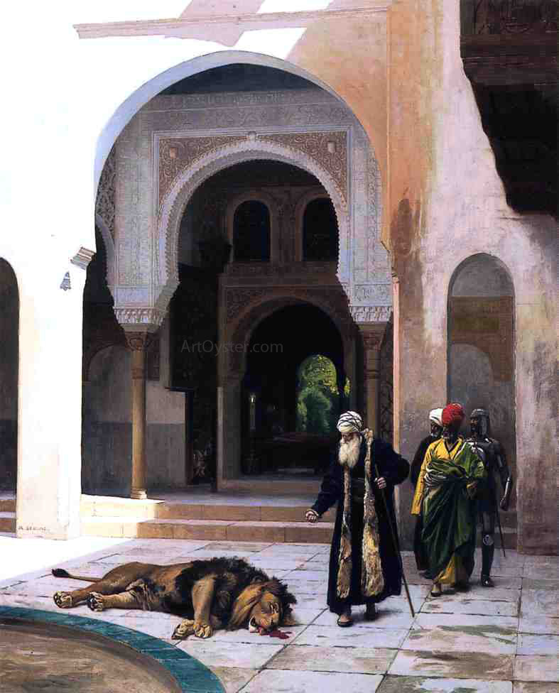 Jean-Leon Gerome The Accursed Lion - Canvas Print