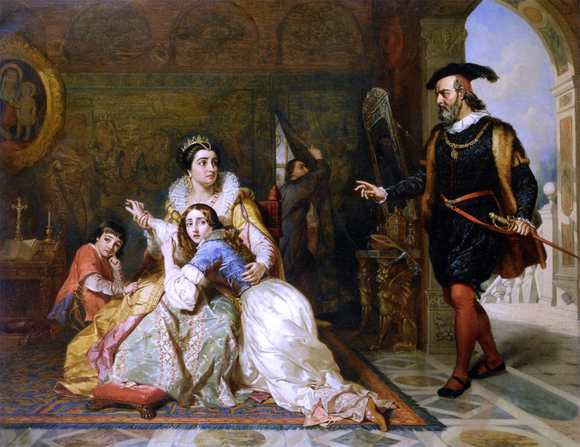 Charles Robert Leslie The Admonishment of Beatrice Cenci - Canvas Print