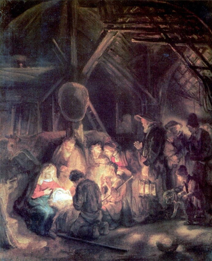 Rembrandt Van Rijn The Adoration of the Shepards - Canvas Print
