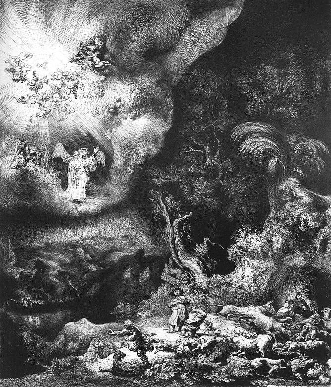 Rembrandt Van Rijn The Angel Appearing To The Shepherds - Canvas Print