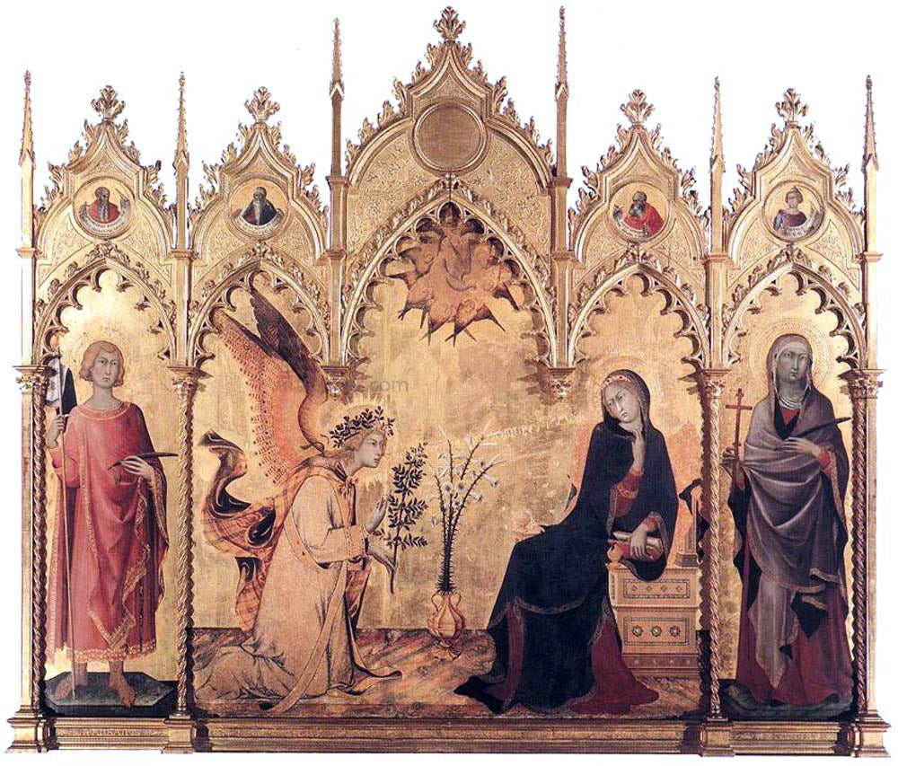 Lippo Memmi The Annunciation and Two Saints - Canvas Print