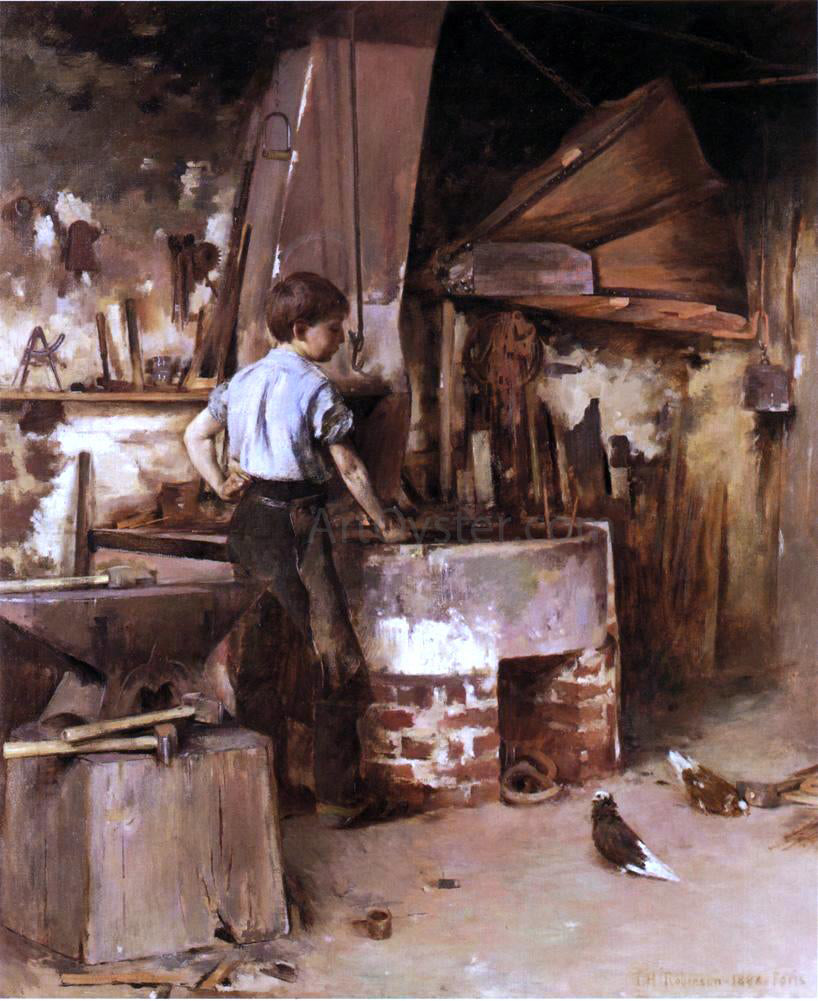 Theodore Robinson The Apprentice Blacksmith - Canvas Print