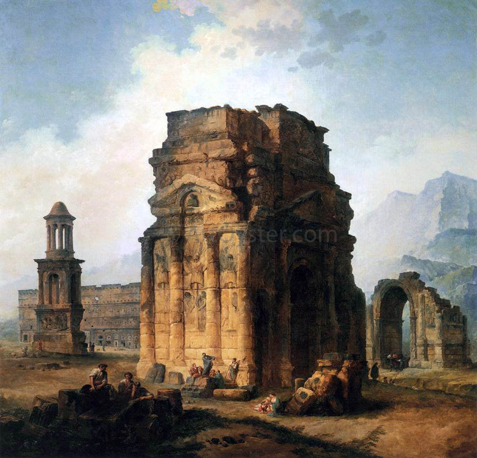 Hubert Robert The Arc de Triomphe and the Theatre of Orange - Canvas Print