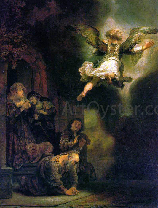 Rembrandt Van Rijn The Archangel Leaving the Family of Tobias - Canvas Print