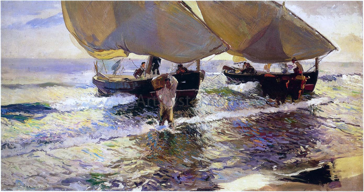 Joaquin Sorolla Y Bastida The arrival of the Boats - Canvas Print
