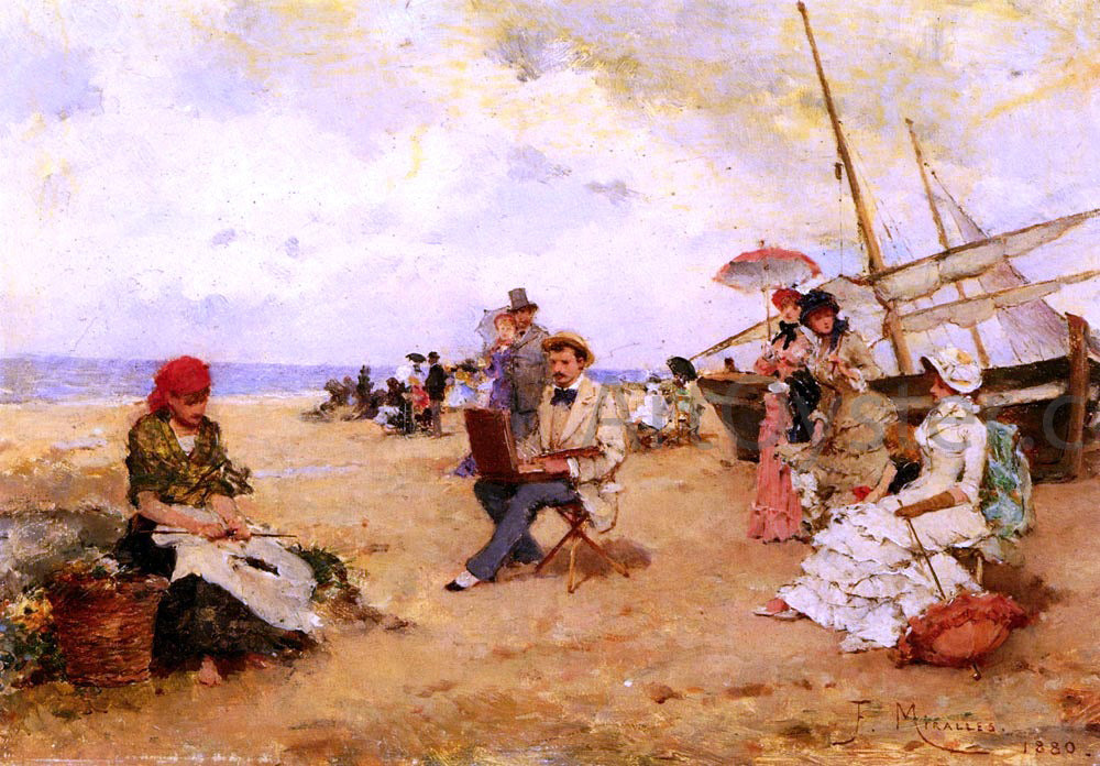Francisco Miralles The Artist Sketching On A Beach - Canvas Print