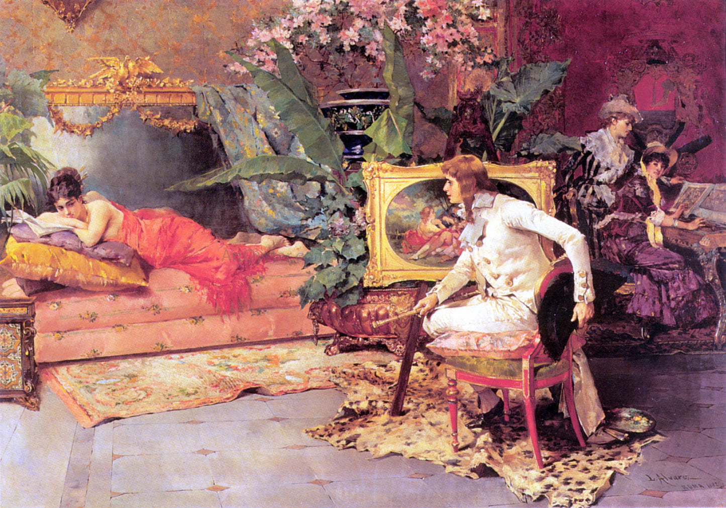 Luis Alvarez Catala The Artist's Model - Canvas Print