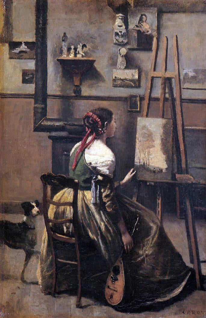 Jean-Baptiste-Camille Corot The Artist's Studio - Canvas Print