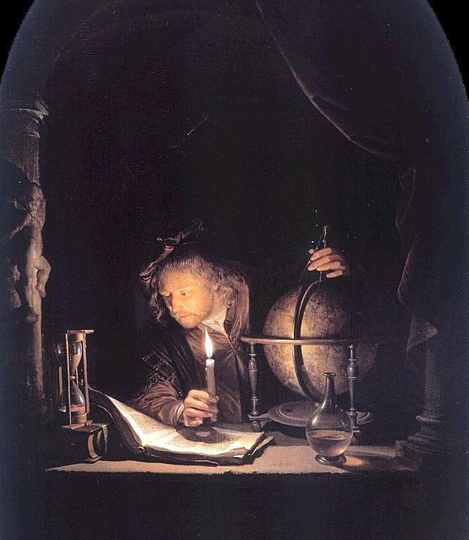 Gerrit Dou The Astronomer by Candlelight - Canvas Print
