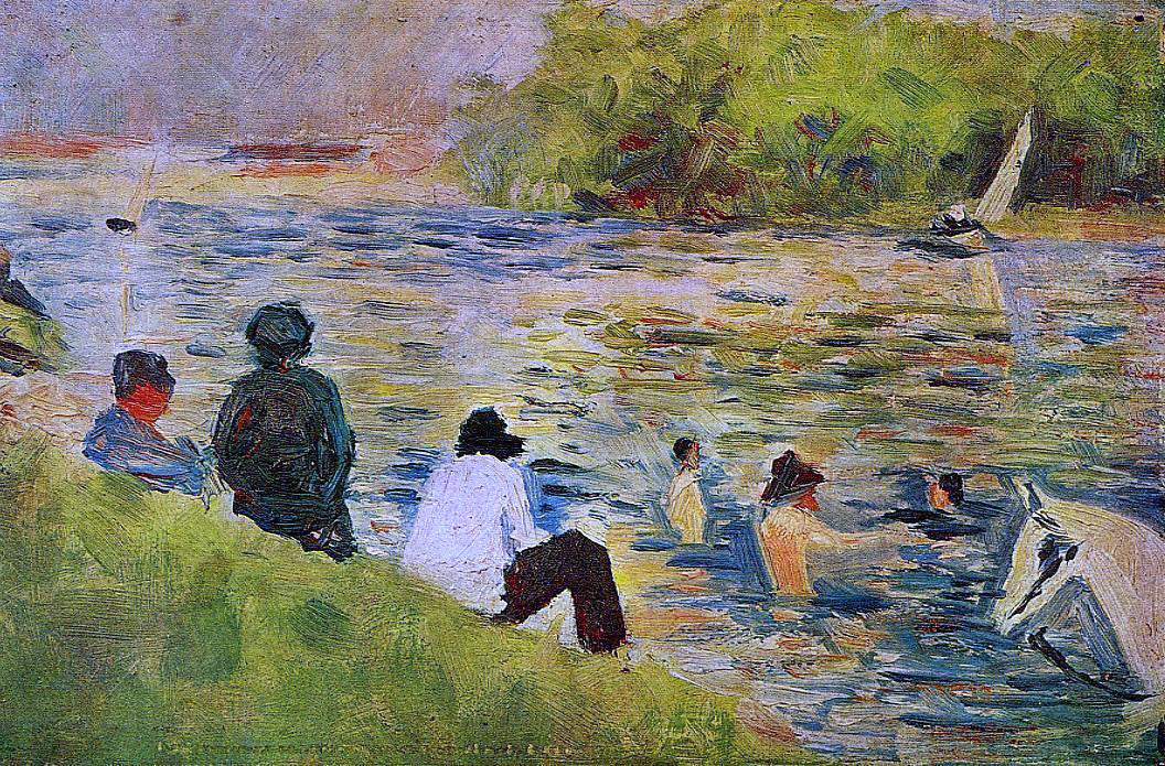 Georges Seurat The Bank of the Seine - Canvas Print