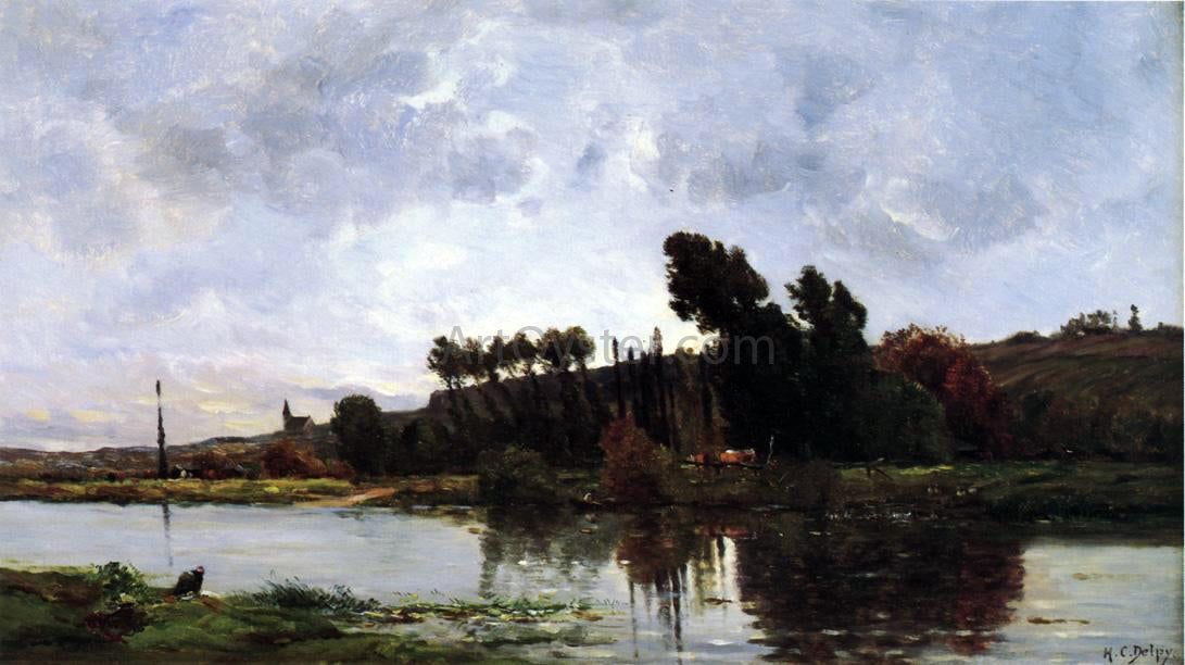 Hippolyte Camille Delpy The Banks of a River - Canvas Print