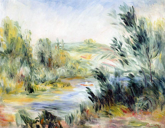 Pierre Auguste Renoir The Banks of a River, Rower in a Boat - Canvas Print