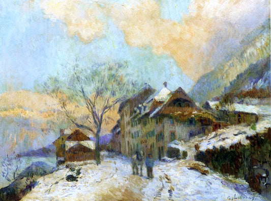 Albert Lebourg The Banks of Lake Geneva at Saint-Gingolph, in winter, with Snowy Weather - Canvas Print