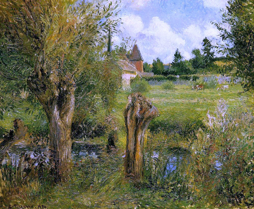 Camille Pissarro The Banks of the Epte at Eragny - Canvas Print