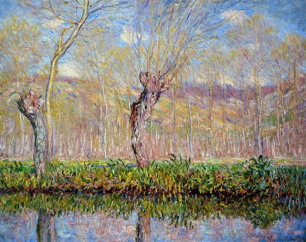 Claude Oscar Monet The Banks of the River Epte in Springtime - Canvas Print