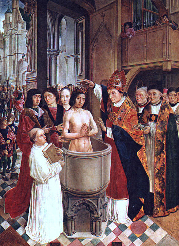 Master Saint Gilles The Baptism of Clovis - Canvas Print