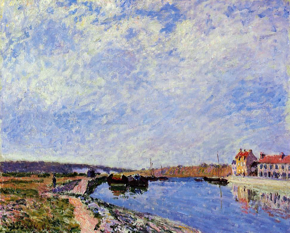Alfred Sisley The Barge Port and Saint-Mammes - Canvas Print