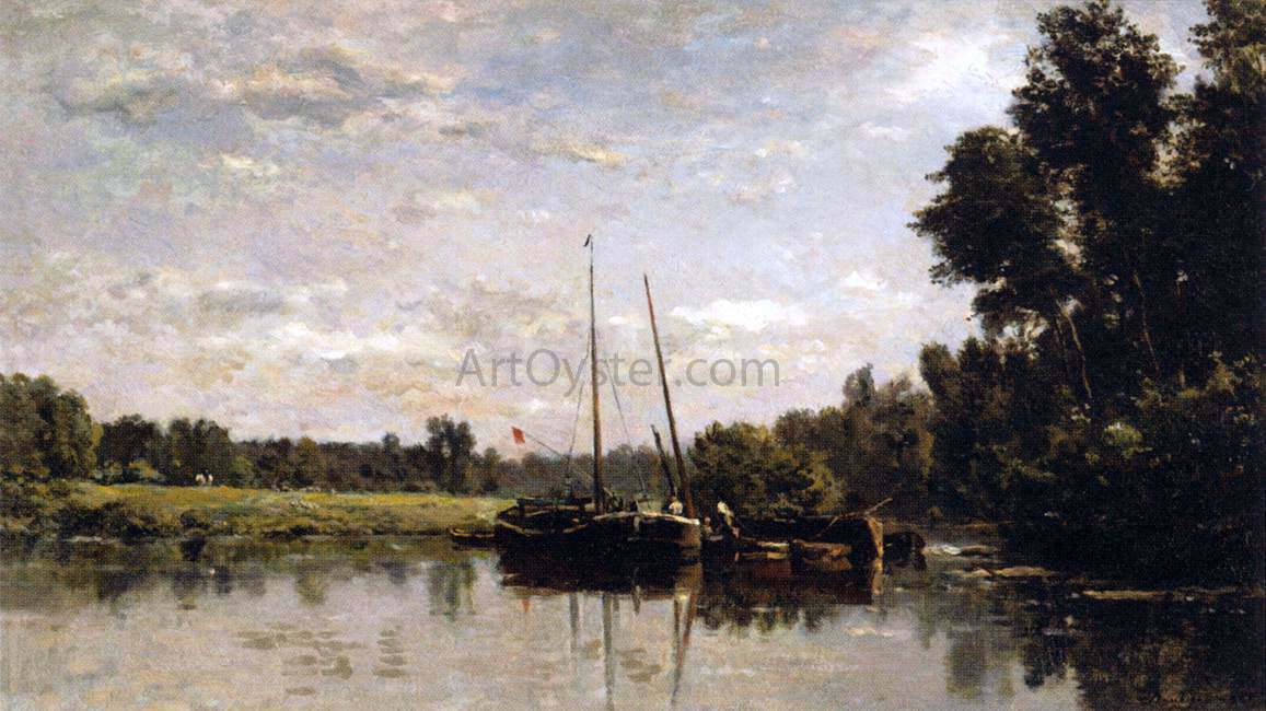 Charles Francois Daubigny The Barges - Canvas Print