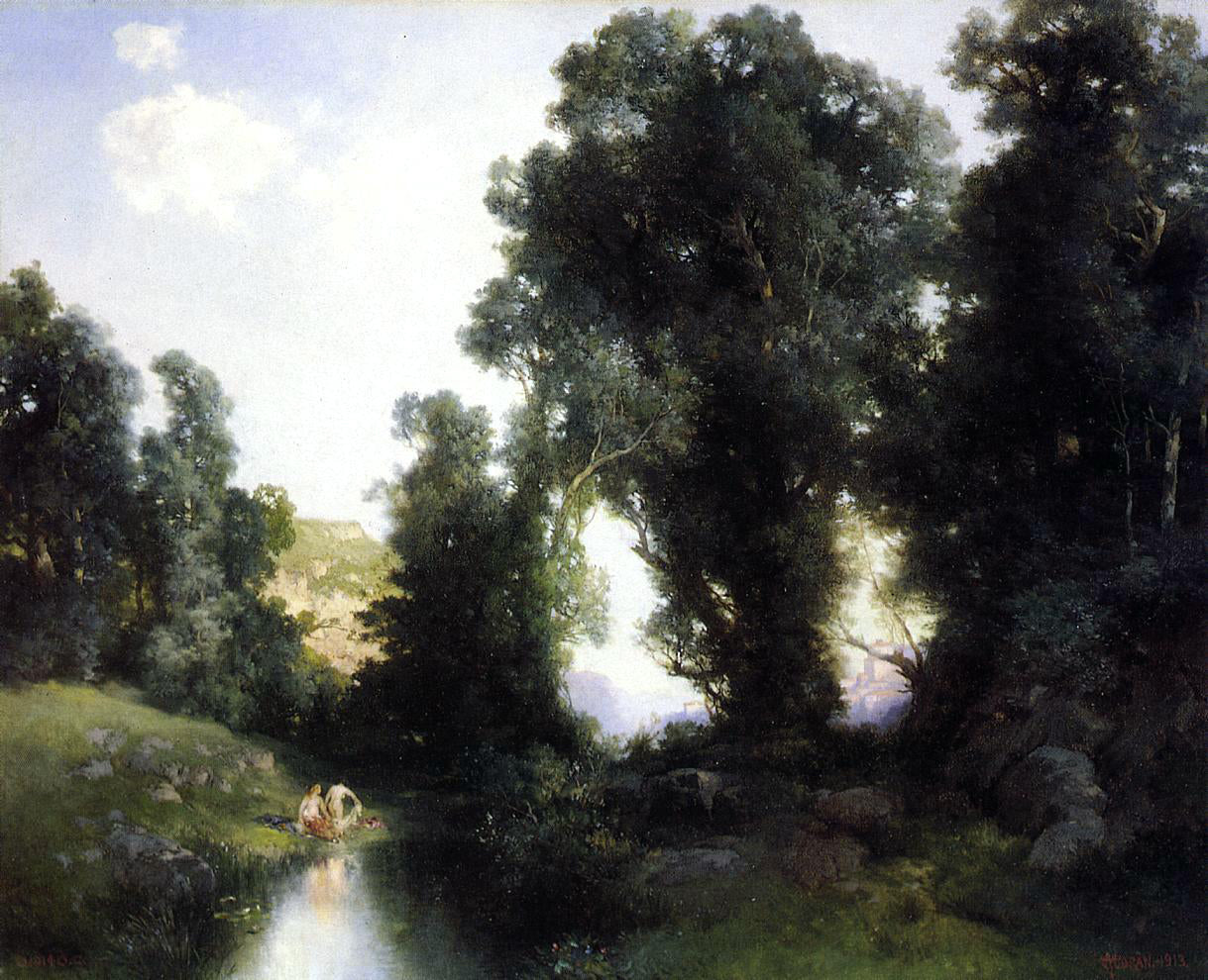Thomas Moran The Bathing Hole, Cuernavaca, Mexico - Canvas Print