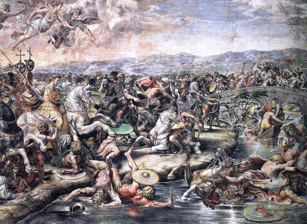 Raphael The Battle at Pons Milvius (detail) (Stanza di Constantino) - Canvas Print