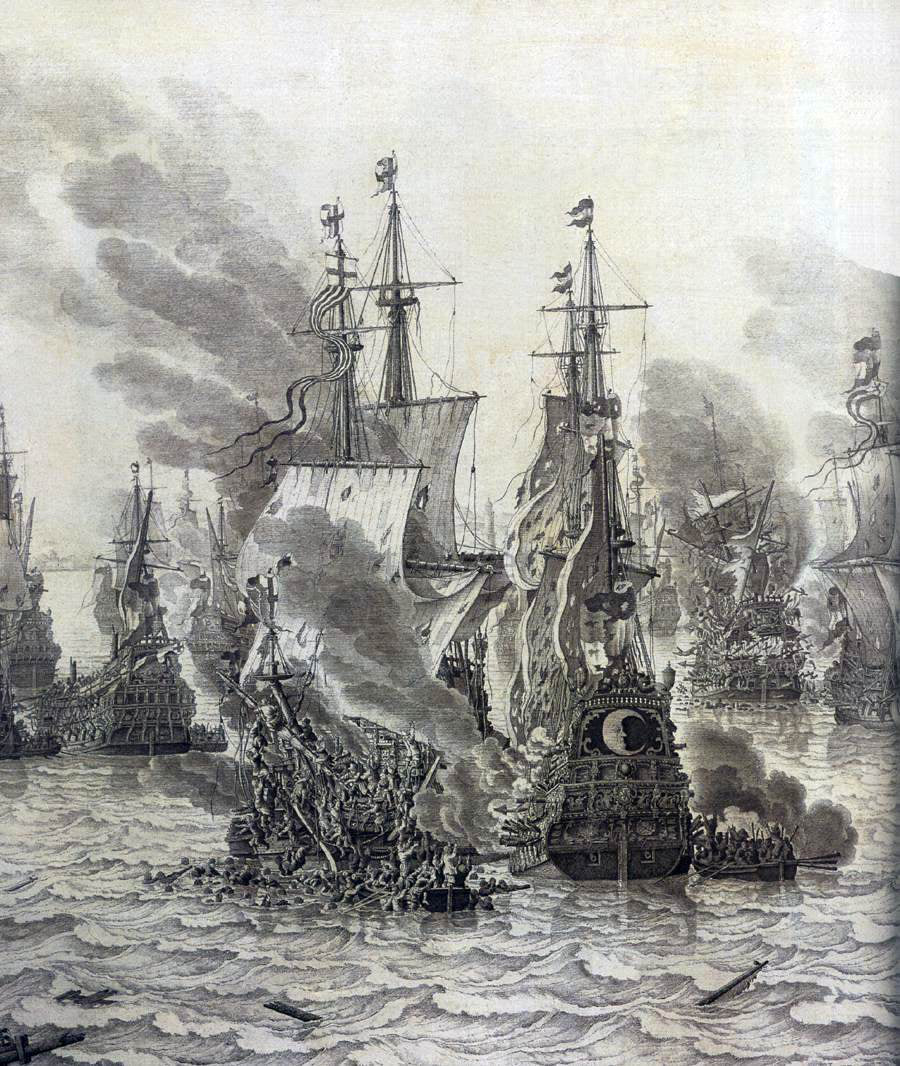 The Elder Willem Van de Velde The Battle of Livorno (detail) - Canvas Print