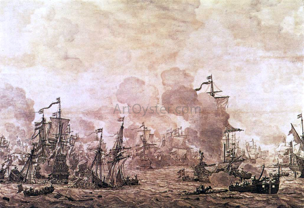 The Elder Willem Van de Velde The Battle of the Sound - Canvas Print